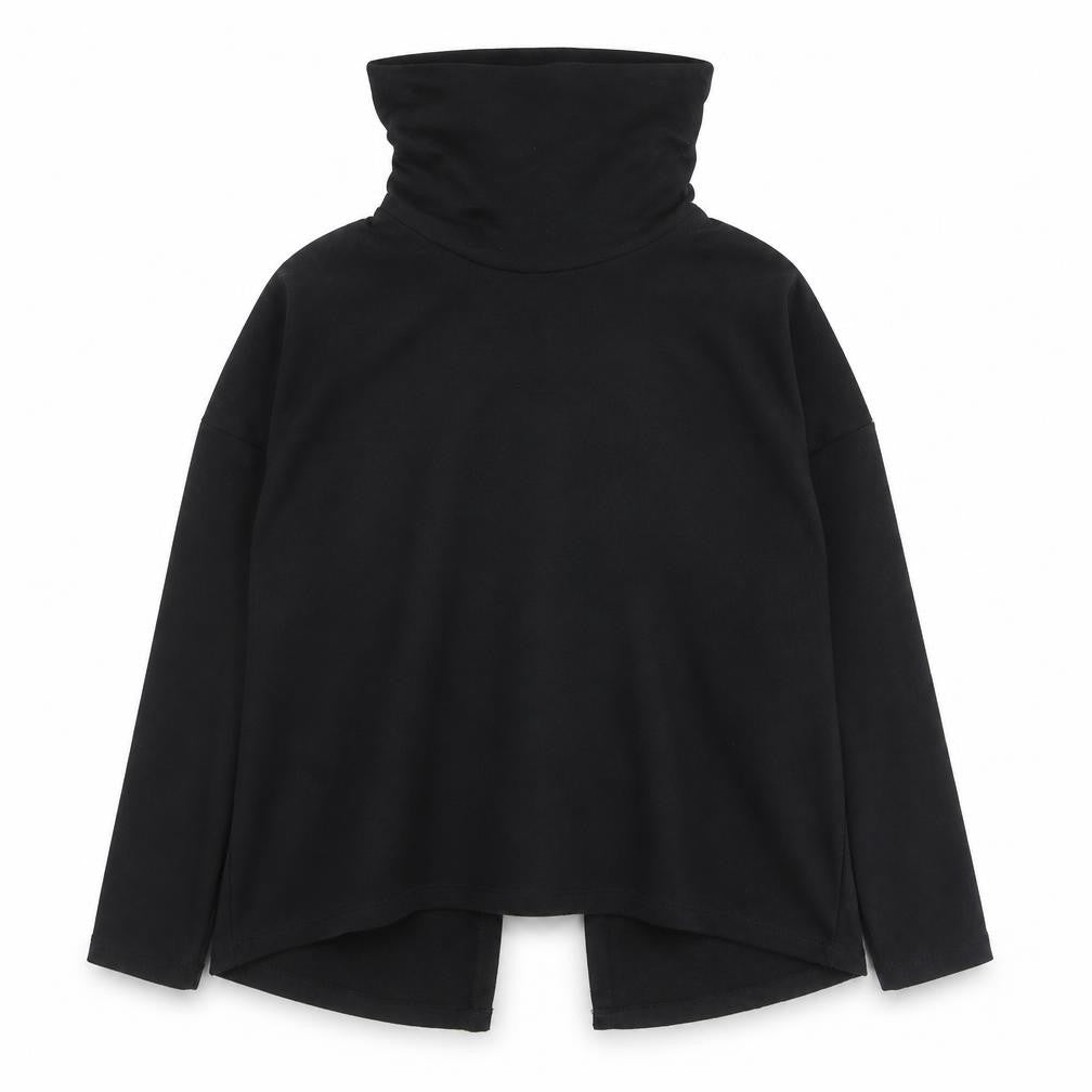 Front view of Mystify women’s black roll neck long sleeve jumper m