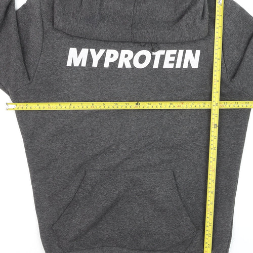 Myprotein Men's Grey Pullover Hoodie L Regular Fit Gym Sweatshirt