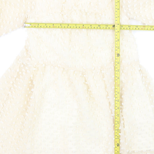 Zara Girls Ivory A-Line Textured Puff Sleeve Party Dress 11-12 Years