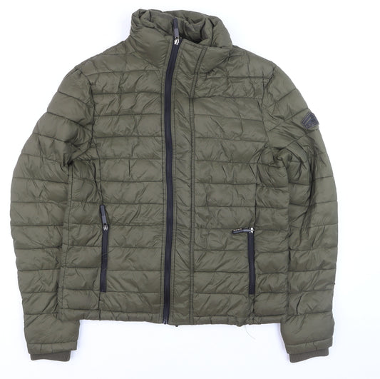 Nike Men’s Green Puffer Jacket Size L Lightweight Water Resistant Zip Up