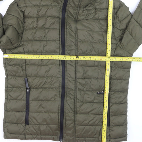 Nike Men’s Green Puffer Jacket Size L Lightweight Water Resistant Zip Up
