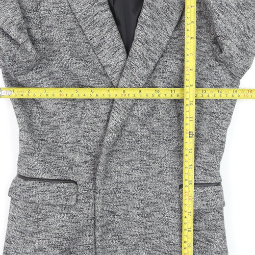 Zara Basic Women Grey Tweed Single-Breasted Blazer Size S