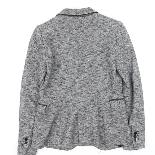 Zara Basic Women Grey Tweed Single-Breasted Blazer Size S