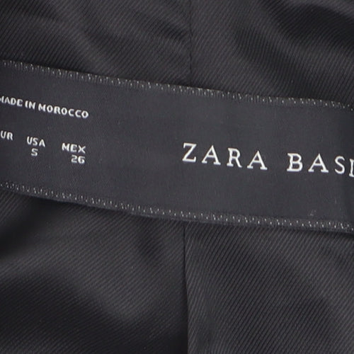 Zara Basic Women Grey Tweed Single-Breasted Blazer Size S