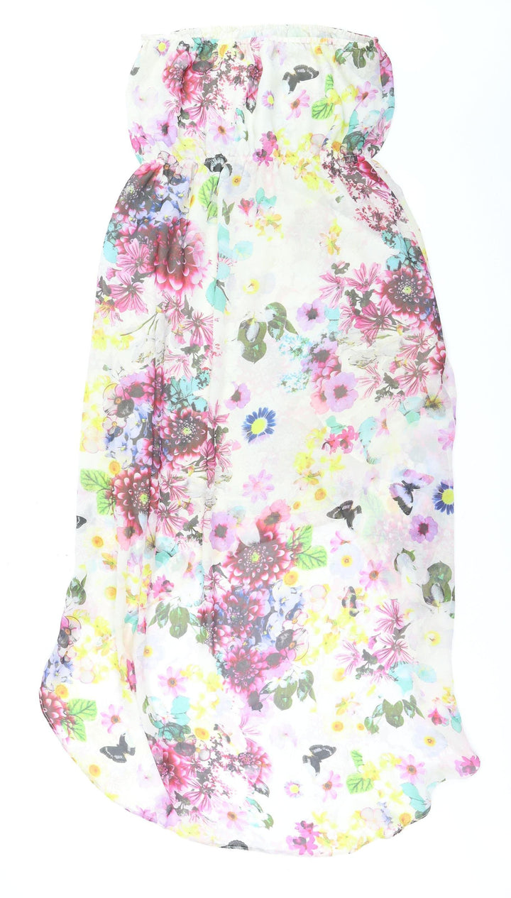 Accessorize Women Multicoloured Floral Strapless Midi Dress M