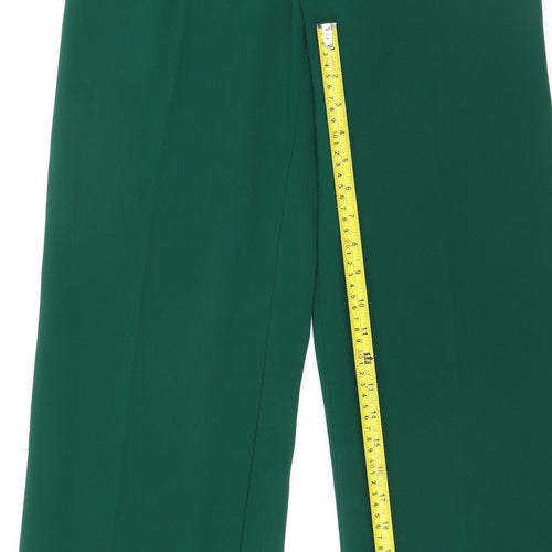 Zara Women Green Crepe Wide-Leg Dress Pants Size S