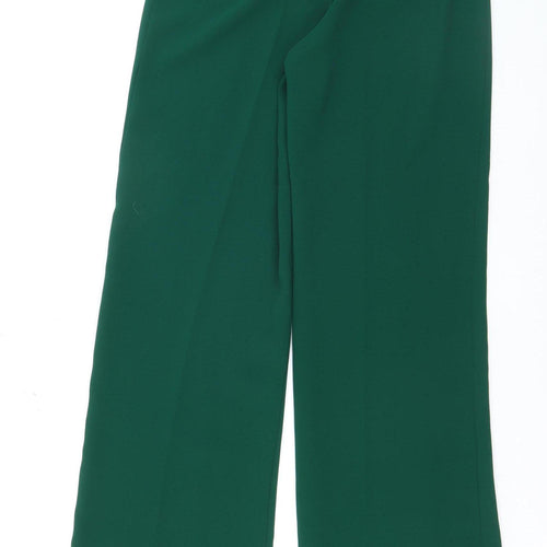 Zara Women Green Crepe Wide-Leg Dress Pants Size S