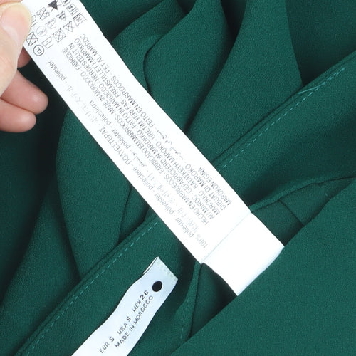 Zara Women Green Crepe Wide-Leg Dress Pants Size S