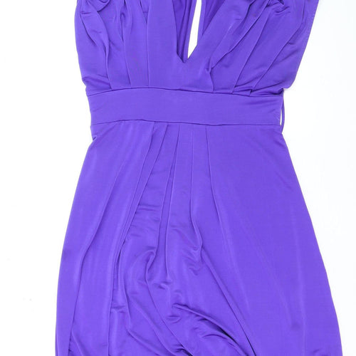 New Look Women’s Purple Bubble Hem Party Dress Size 12 Sleeveless V-Neck