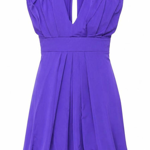 New Look Women’s Purple Bubble Hem Party Dress Size 12 Sleeveless V-Neck