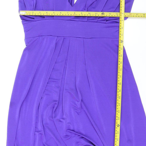 New Look Women’s Purple Bubble Hem Party Dress Size 12 Sleeveless V-Neck
