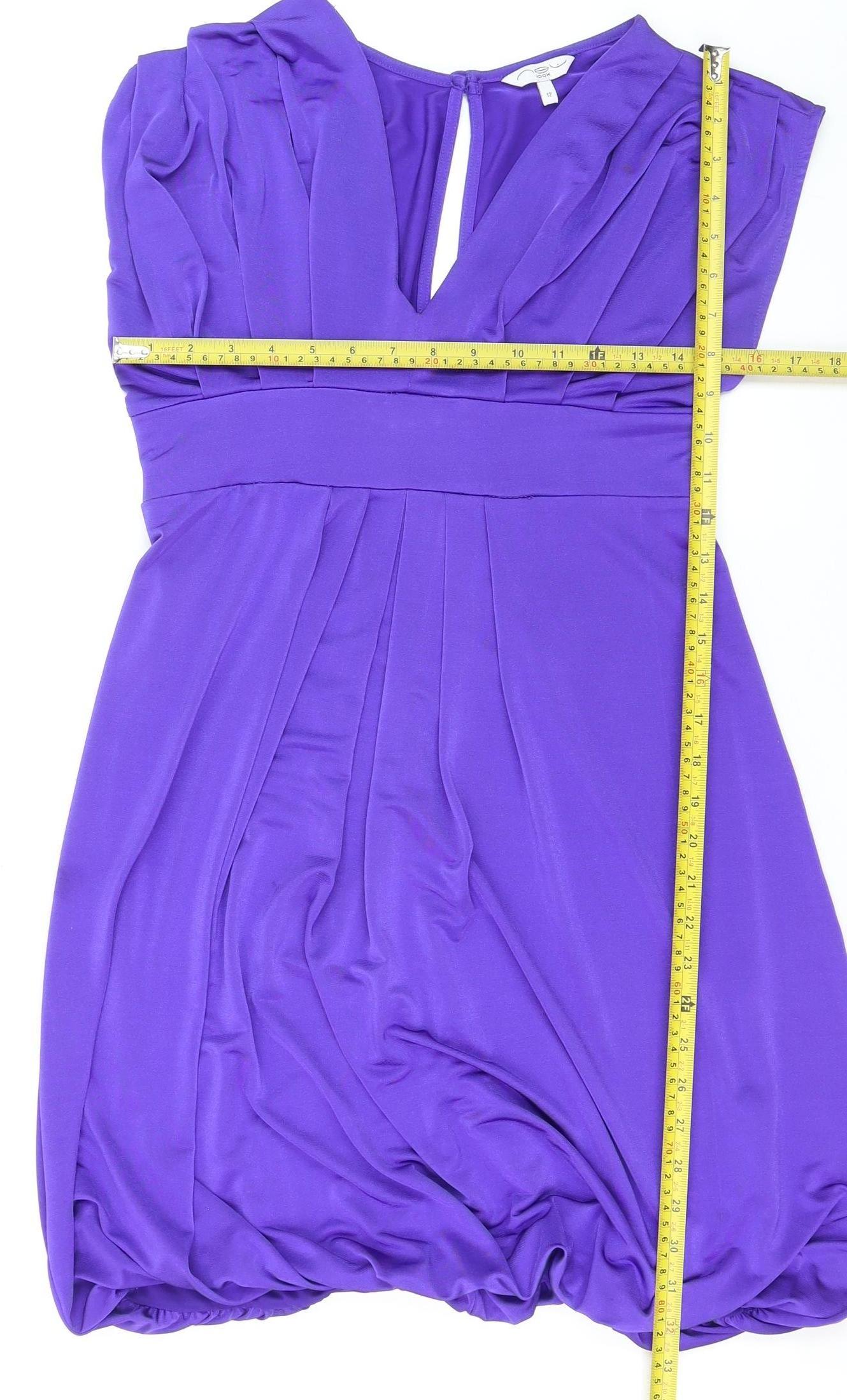 New Look Women’s Purple Bubble Hem Party Dress Size 12 Sleeveless V-Neck