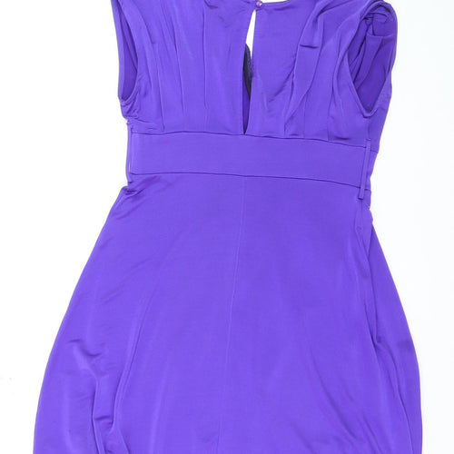 New Look Women’s Purple Bubble Hem Party Dress Size 12 Sleeveless V-Neck