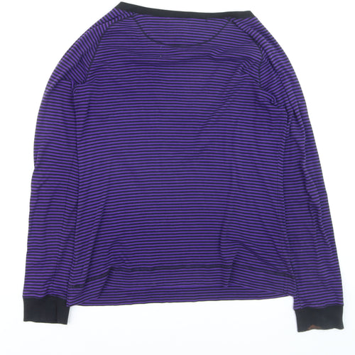 Ralph Lauren Women Purple Striped V-Neck Long Sleeve Cotton Jumper M