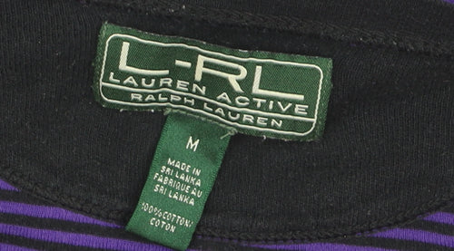 Ralph Lauren Women Purple Striped V-Neck Long Sleeve Cotton Jumper M