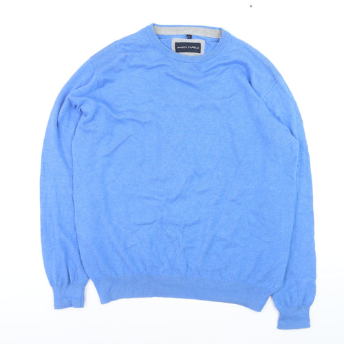 Marco Capelli Men's Blue Cotton Crew Neck Pullover Jumper L