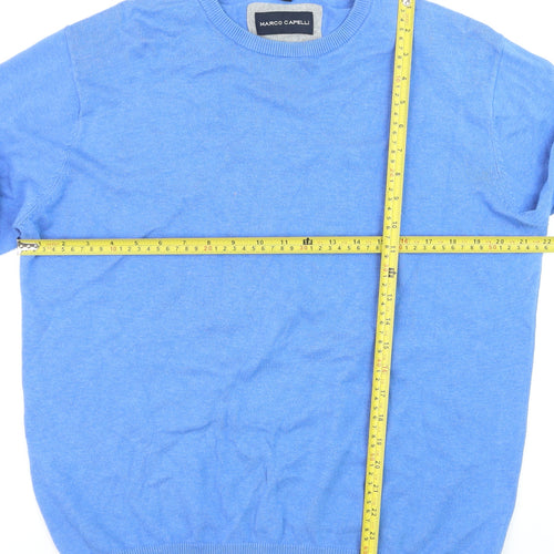 Marco Capelli Men's Blue Cotton Crew Neck Pullover Jumper L