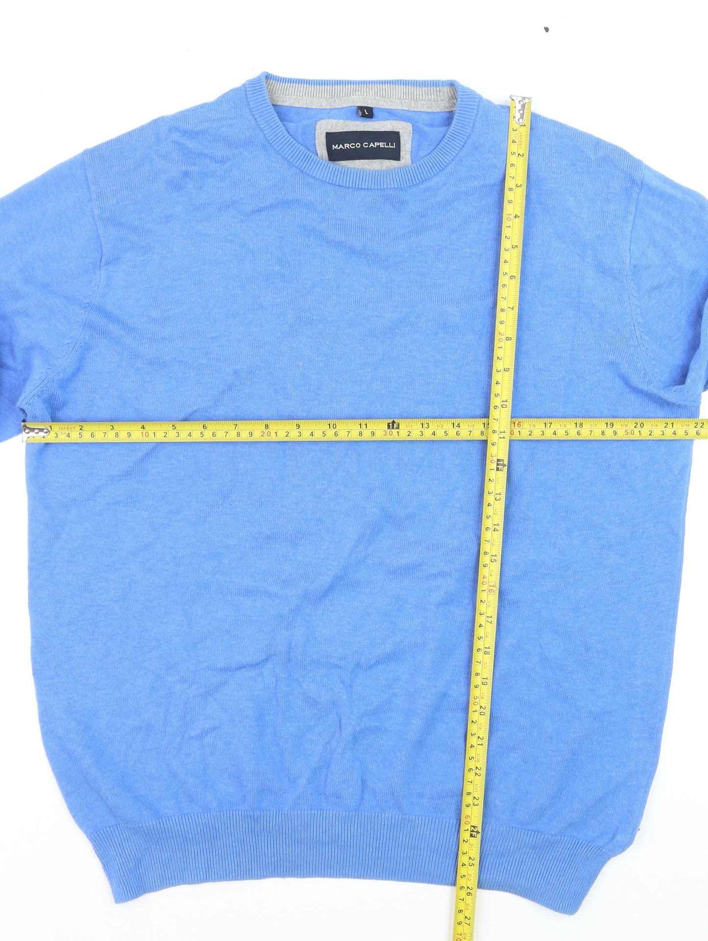 Marco Capelli Men's Blue Cotton Crew Neck Pullover Jumper L
