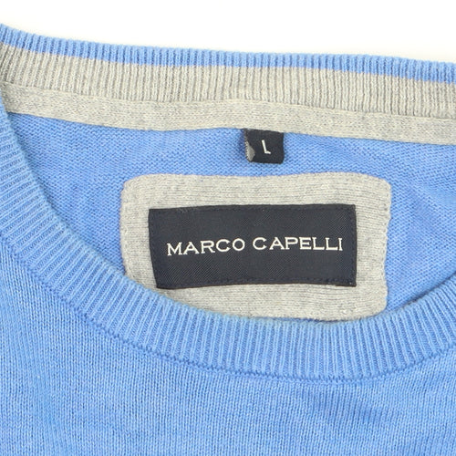 Marco Capelli Men's Blue Cotton Crew Neck Pullover Jumper L