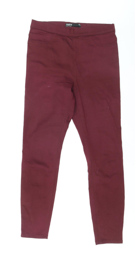Dunnes Stores Women's Red Jegging Leggings Size 12 Stretch Cotton