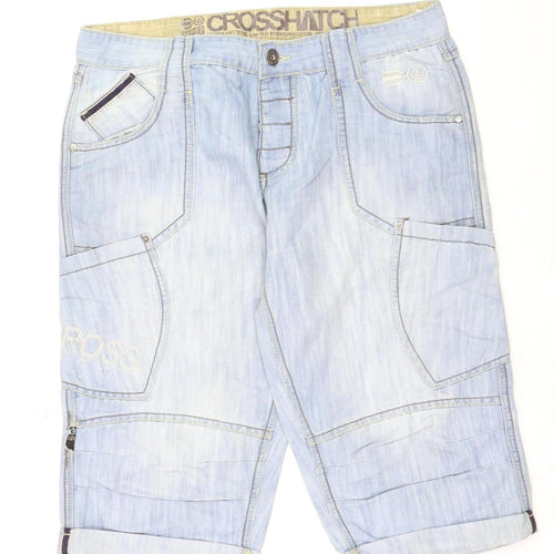 Crosshatch Men’s Blue Denim Cargo Shorts Size L 34in