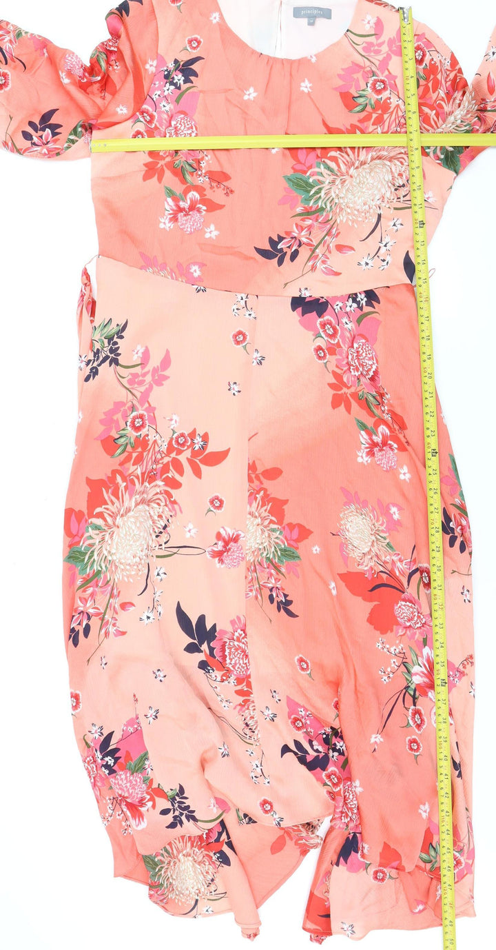 Principles Women’s Pink Floral Midi Wrap Dress Size 14