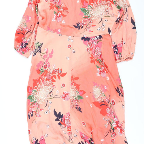 Principles Women’s Pink Floral Midi Wrap Dress Size 14