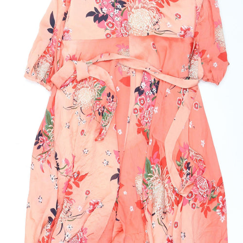Principles Women’s Pink Floral Midi Wrap Dress Size 14