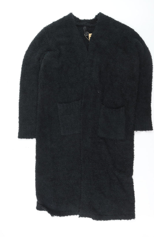 SKIMS Women Black L/XL Longline Open Cardigan Soft Knit Cozy Style