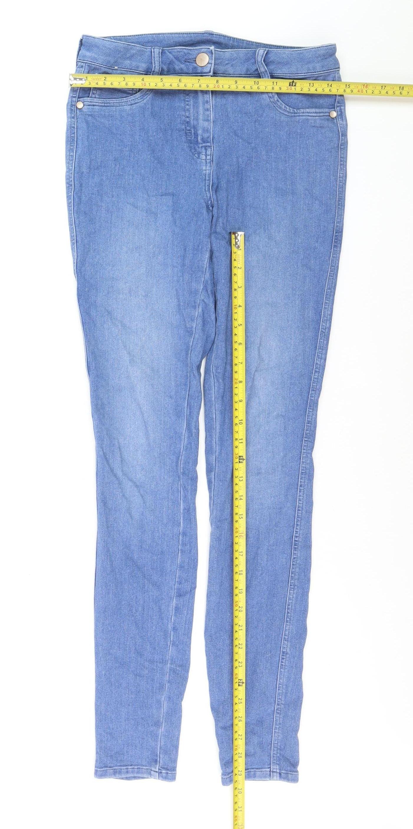 Next Women Blue Skinny Jeans Size 10L Tall Stretch Denim
