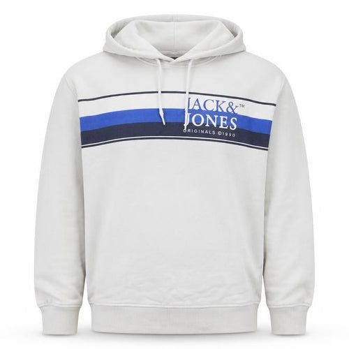 Jack & Jones Men’s Beige XL Pullover Hoodie with Logo Print