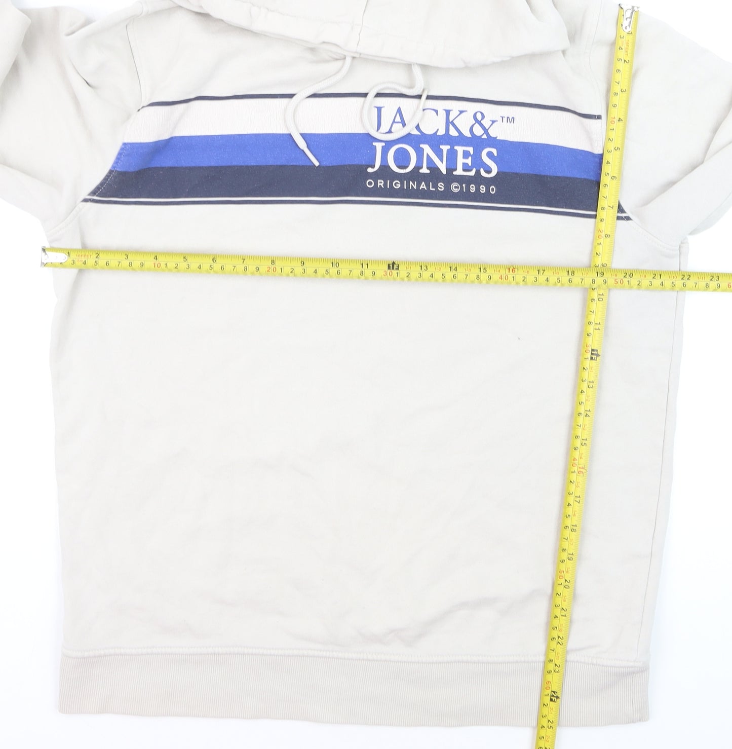 Jack & Jones Men’s Beige XL Pullover Hoodie with Logo Print