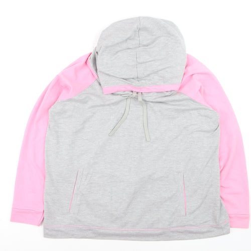 Liz McClarnon Women Grey & Pink Hooded Pullover Hoodie Size 12