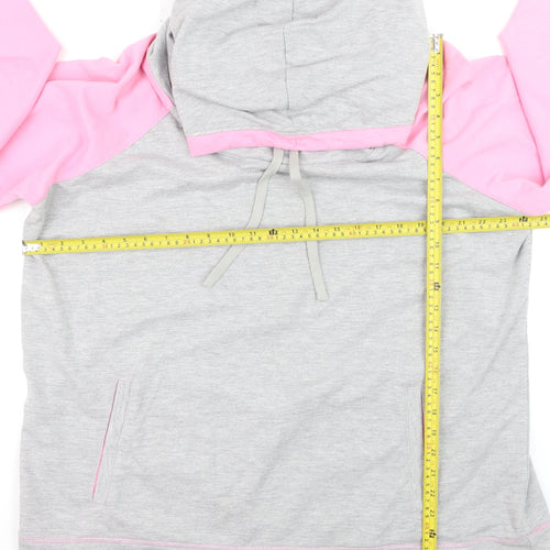 Liz McClarnon Women Grey & Pink Hooded Pullover Hoodie Size 12