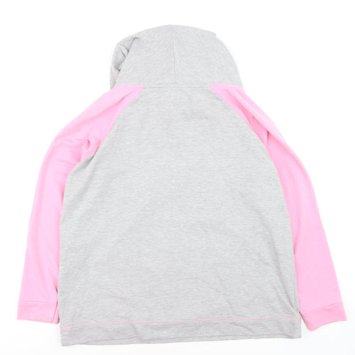 Liz McClarnon Women Grey & Pink Hooded Pullover Hoodie Size 12
