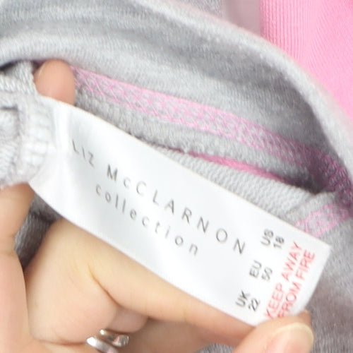 Liz McClarnon Women Grey & Pink Hooded Pullover Hoodie Size 12