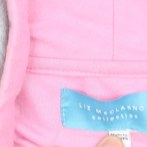 Liz McClarnon Women Grey & Pink Hooded Pullover Hoodie Size 12