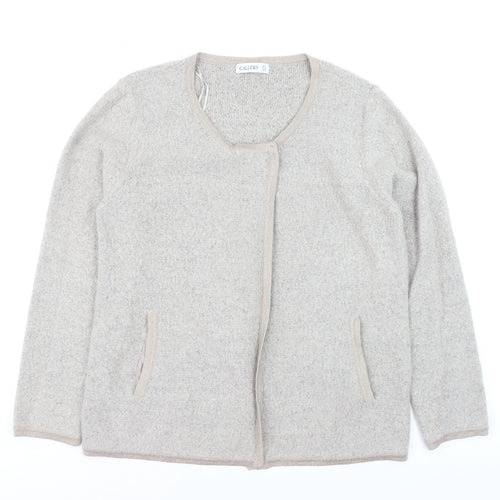 Gallery Womens Beige Wool Blend Long Sleeve Cardigan UK L