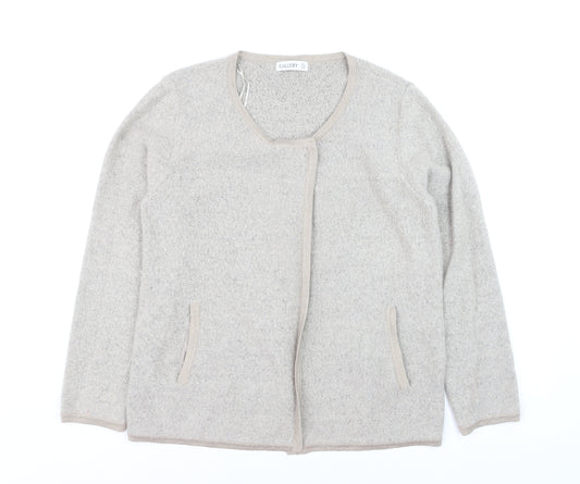 Gallery Womens Beige Wool Blend Long Sleeve Cardigan UK L