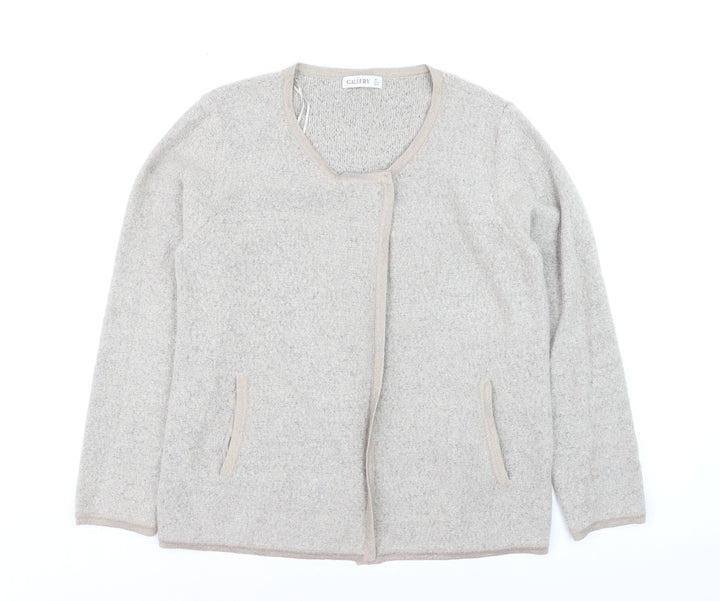 Gallery Womens Beige Wool Blend Long Sleeve Cardigan UK L