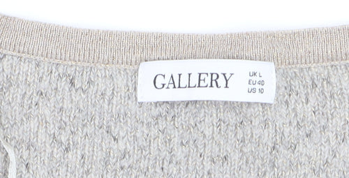Gallery Womens Beige Wool Blend Long Sleeve Cardigan UK L