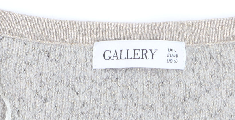 Gallery Womens Beige Wool Blend Long Sleeve Cardigan UK L