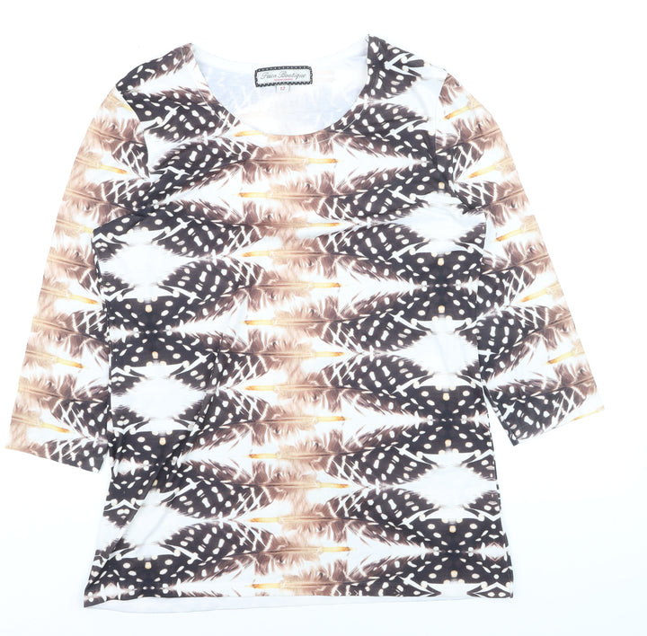 Paco Boutique Womens Multicoloured Feather Print Jumper Size 12