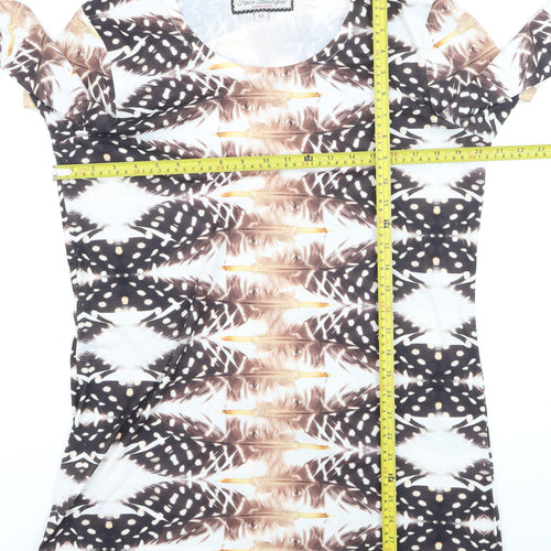 Paco Boutique Womens Multicoloured Feather Print Jumper Size 12