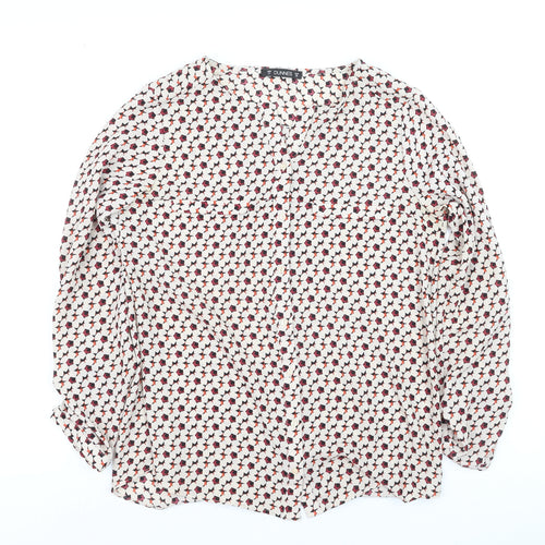 Dunnes Women’s Multicoloured Geometric V-Neck Long Sleeve Blouse Size 10