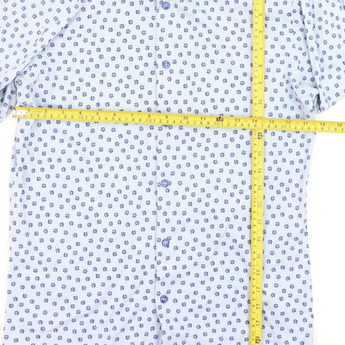 Zara Unisex White Floral Slim Fit Long Sleeve Button-Up Shirt L
