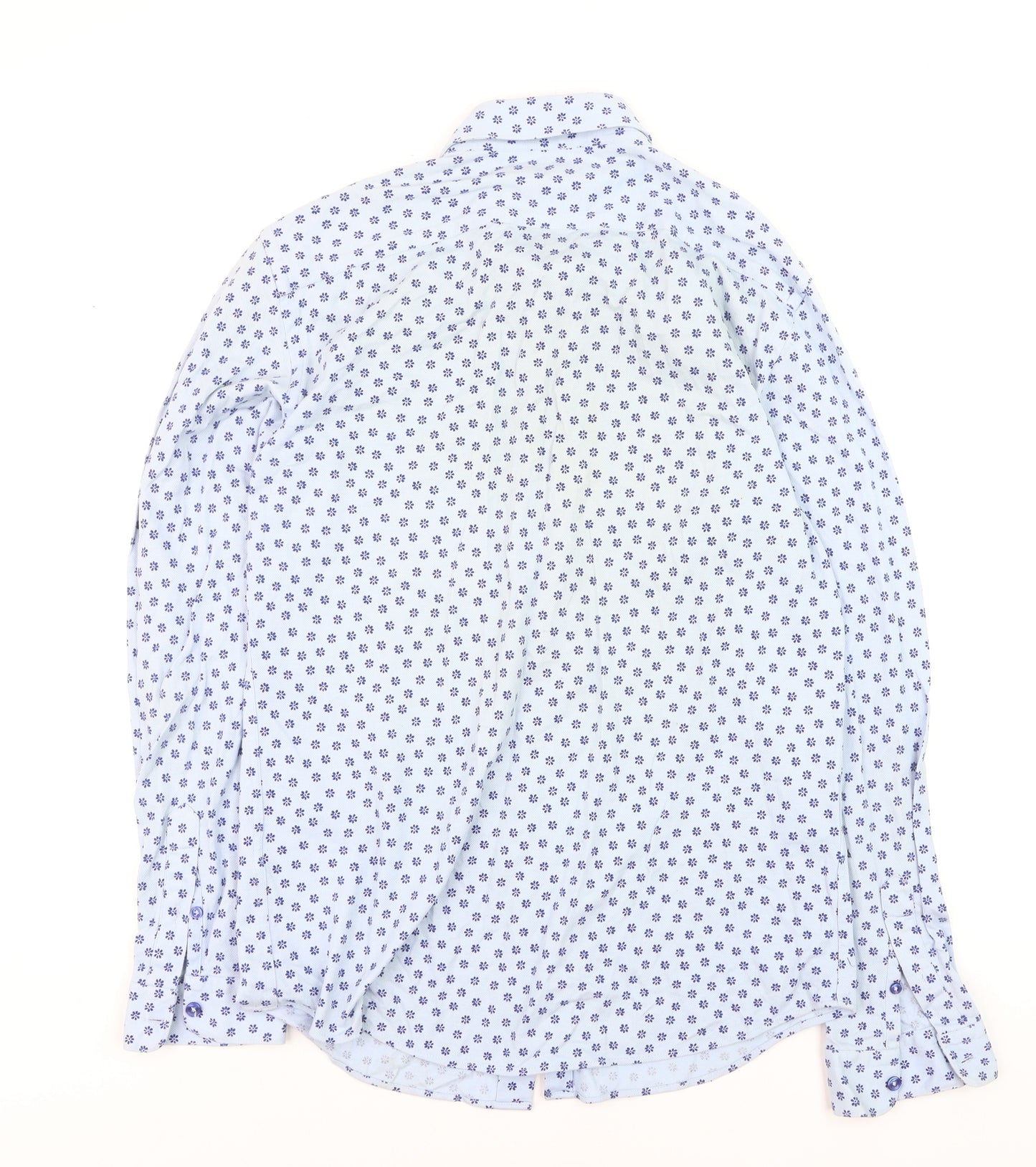 Zara Unisex White Floral Slim Fit Long Sleeve Button-Up Shirt L