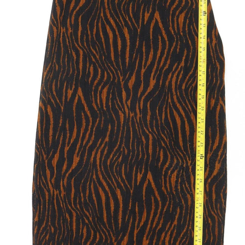 Zara Women Brown Animal Print Bodycon Knit Roll Neck Dress Size S