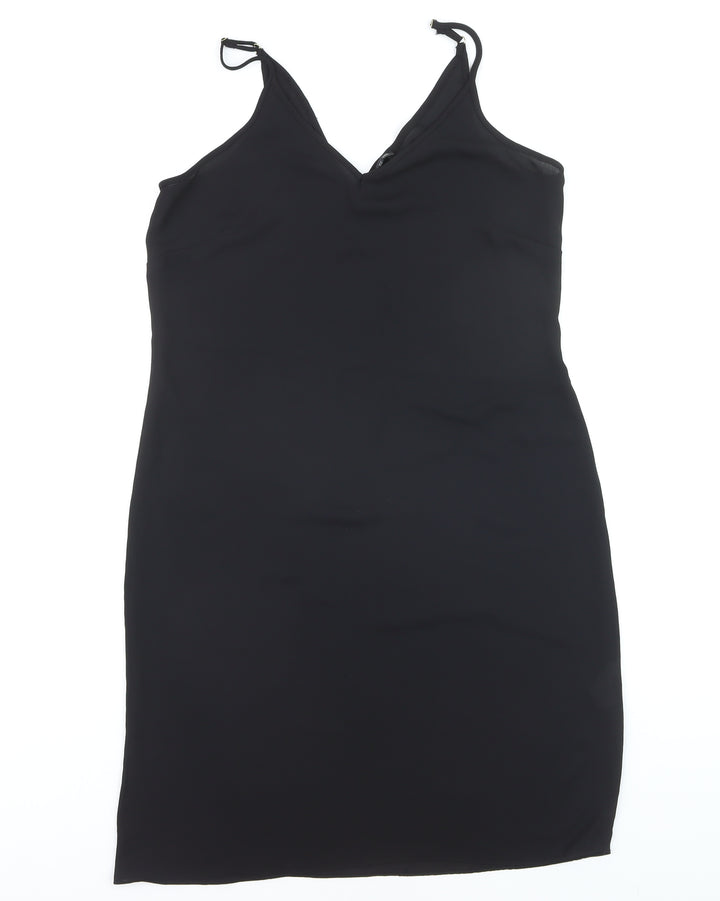 River Island Women's Black Size 8 Slip Dress Sleeveless Knee Length