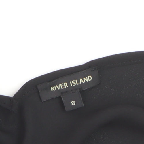 River Island Women's Black Size 8 Slip Dress Sleeveless Knee Length